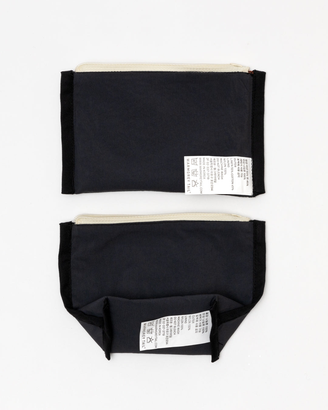 CAT COMING LABEL FLAT POUCH - BLACK (2size)