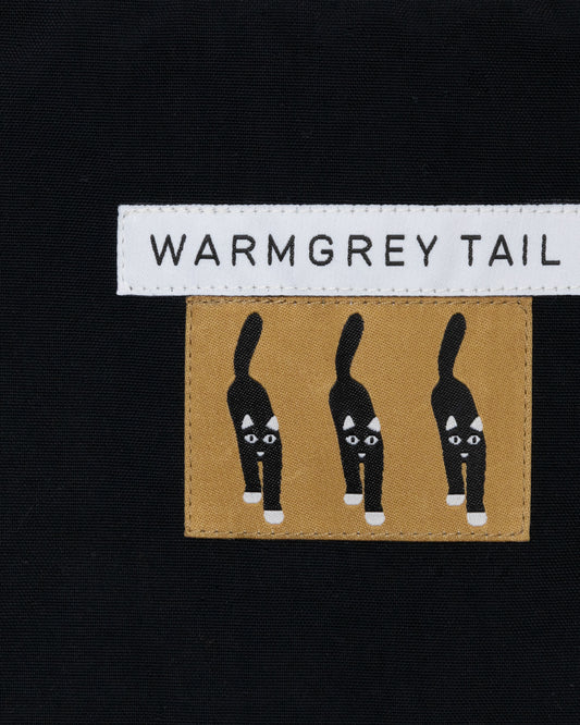 CAT COMING LABEL FLAT POUCH - BLACK (2size)