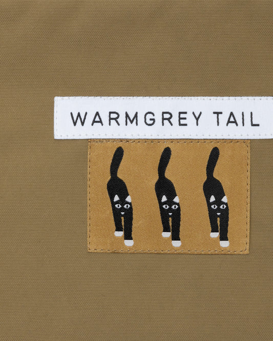 CAT COMING LABEL FLAT POUCH - CAMEL (2size)