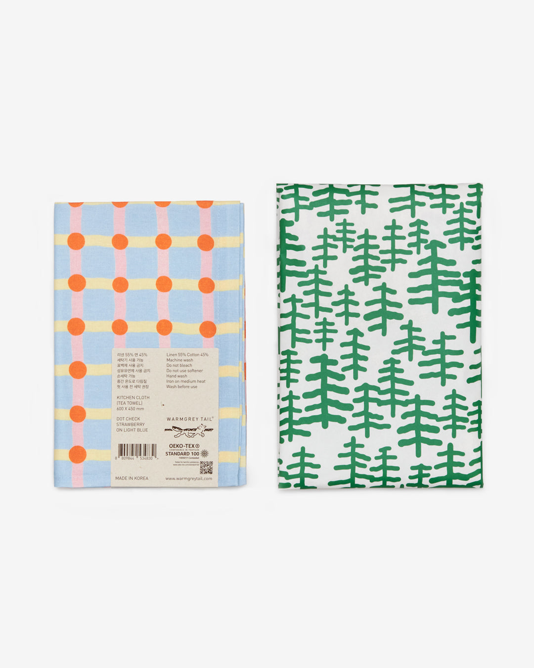 DOT CHECK KITCHEN CLOTH - STRAWBERRY ON LIGHT BLUE