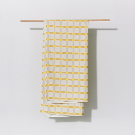 DOT CHECK DOOR CURTAIN - LEMON ON IVORY