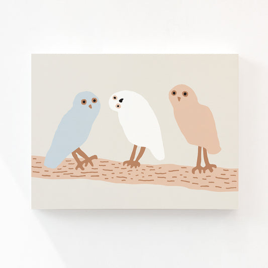 HELLO OWLS - LIGHT GREY CANVAS