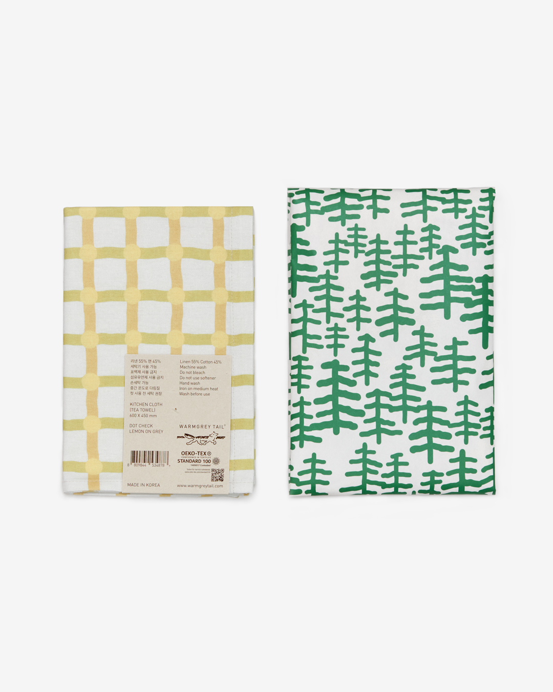 DOT CHECK KITCHEN CLOTH - LEMON ON WARMGREY