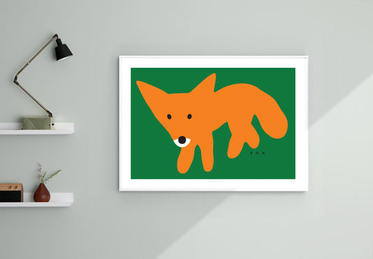 RED FOX - GREEN POSTER