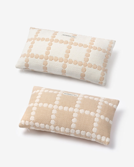 BLOSSOM CHECK COTTON MODAL CUSHION & PILLOW CASE - BEIGE (2colors)