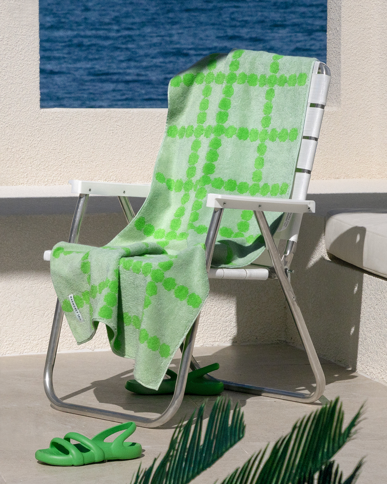 [BEACH & BATH] BLOSSOM CHECK BIG TOWEL - GREEN