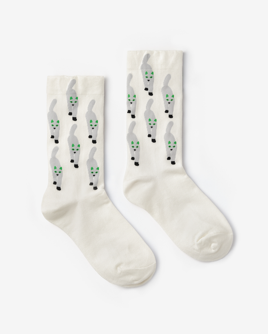 CAT COMING SOCKS - WHITE