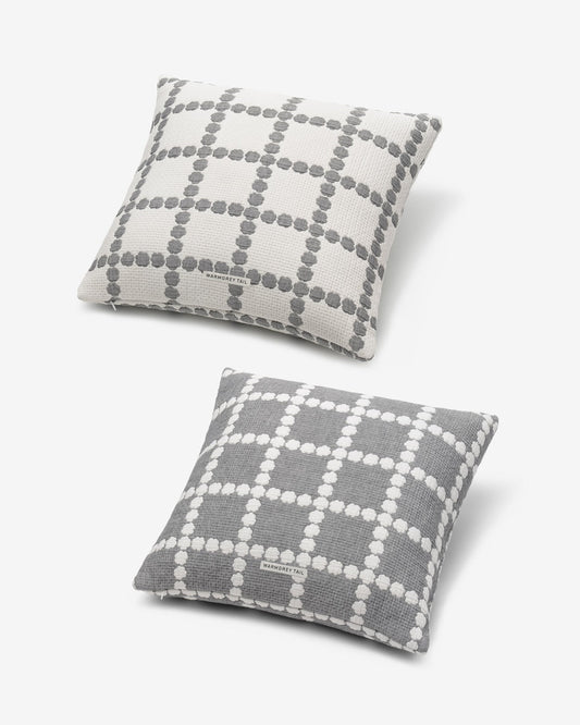 BLOSSOM CHECK CUSHION COVER 5050 - WARMGREY (2colors)
