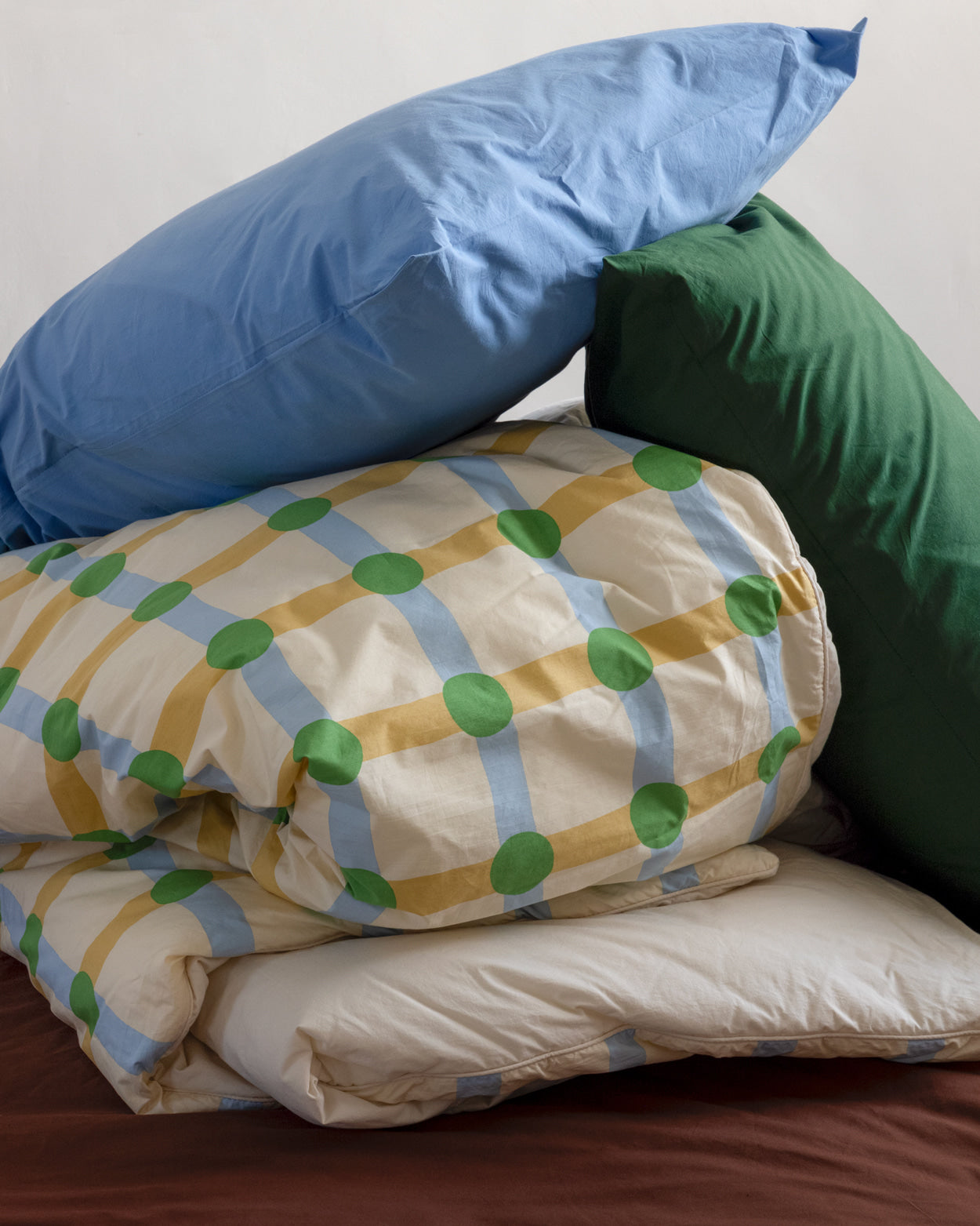 DOT CHECK GREEN ON BEIGE DUVET COVER