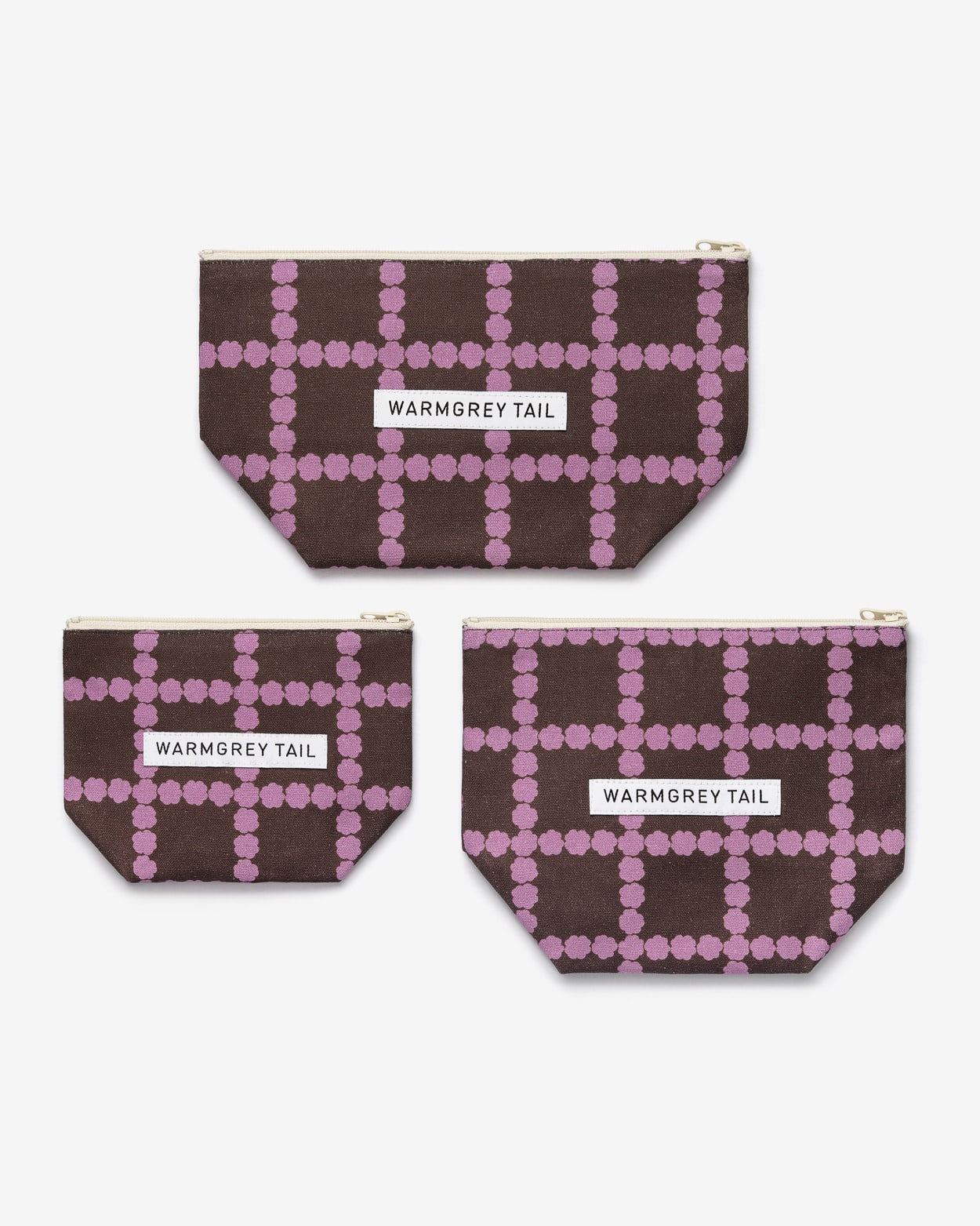 BLOSSOM CHECK STANDING POUCH - LAVENDER CHOCO (3size)