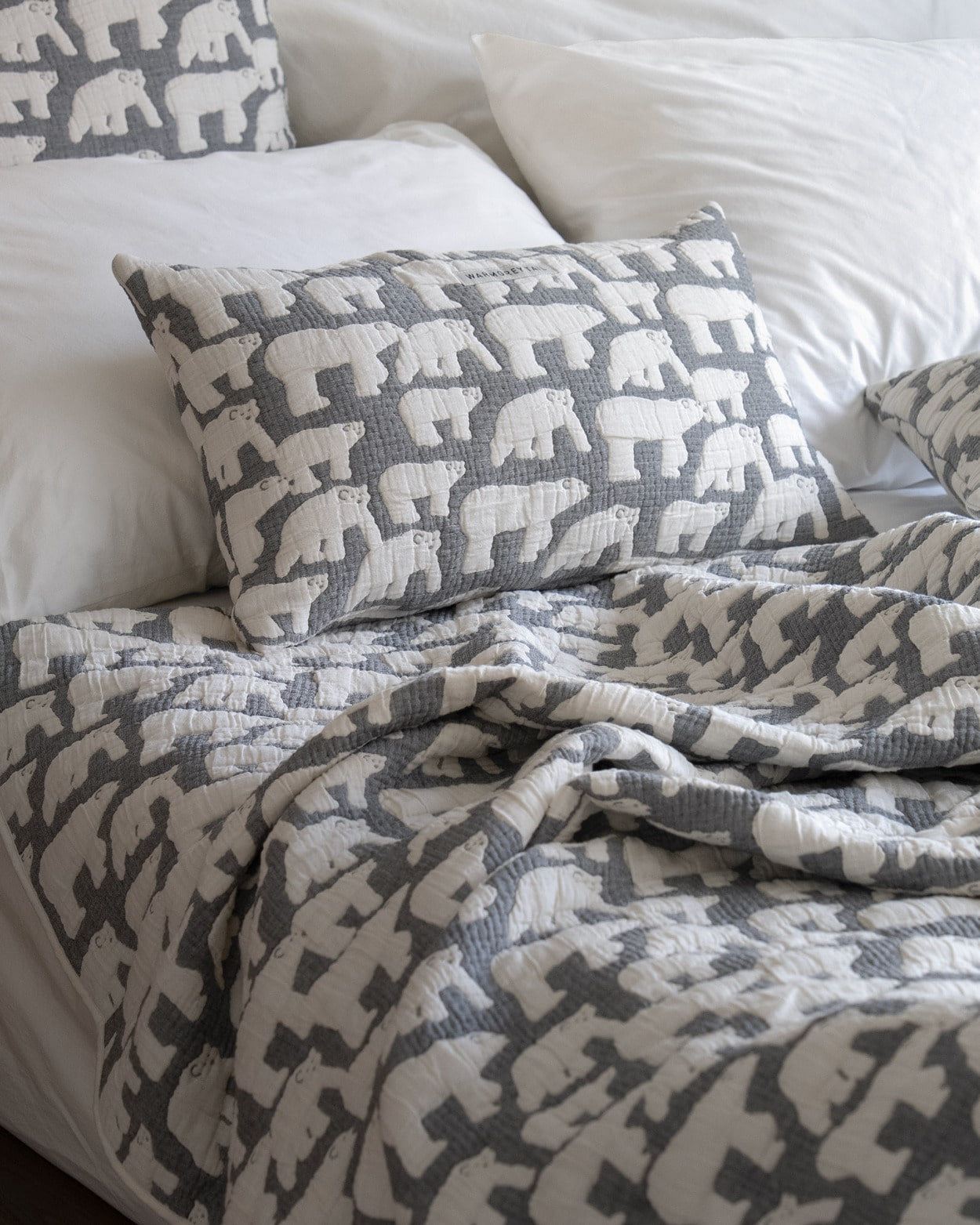 POLAR BEARS COTTON MODAL BLANKET - WARMGREY (2size)