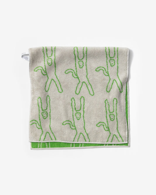 MONKEY FACE TOWEL - GREEN ON GREY