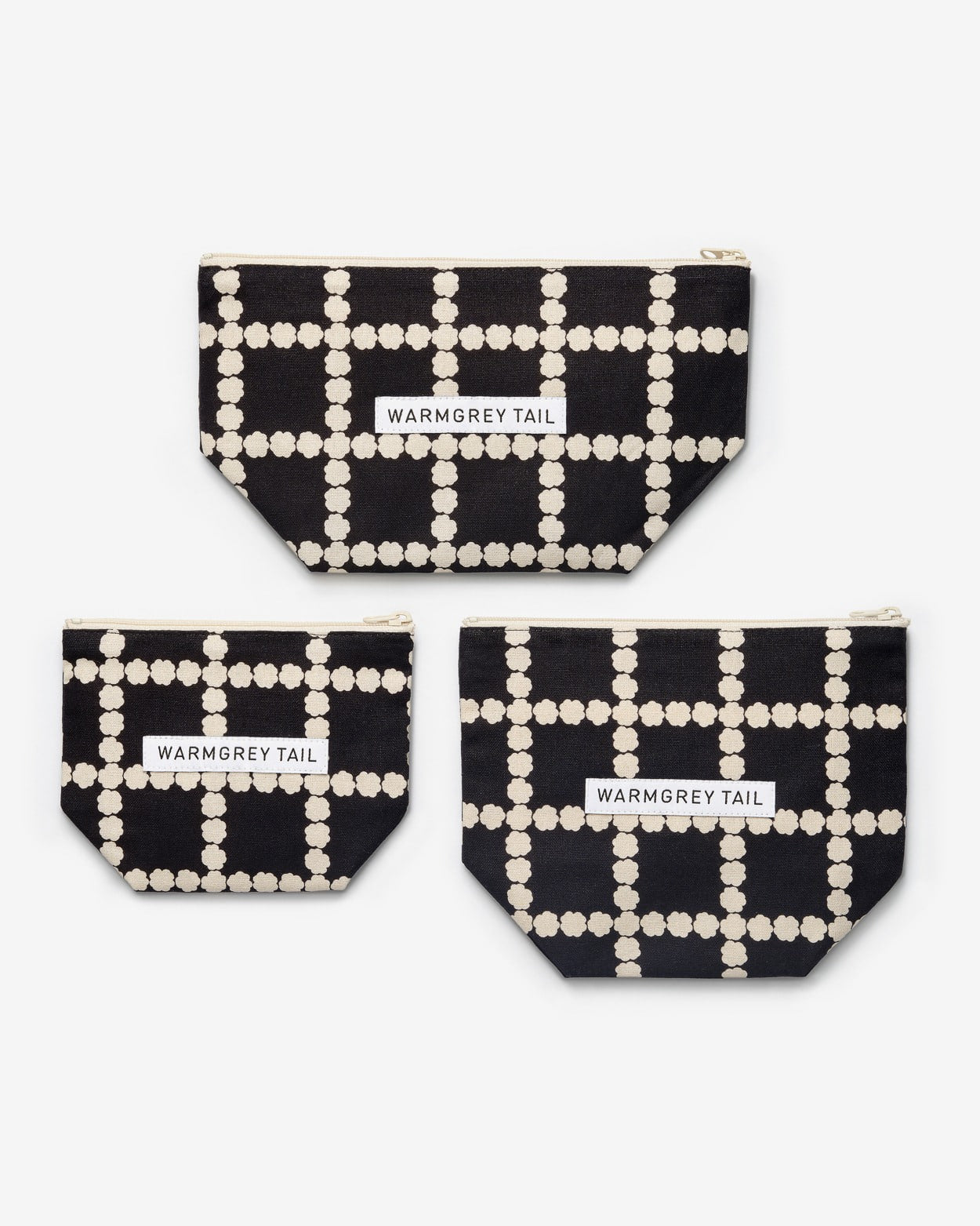 BLOSSOM CHECK STANDING POUCH - BLACK (3size)