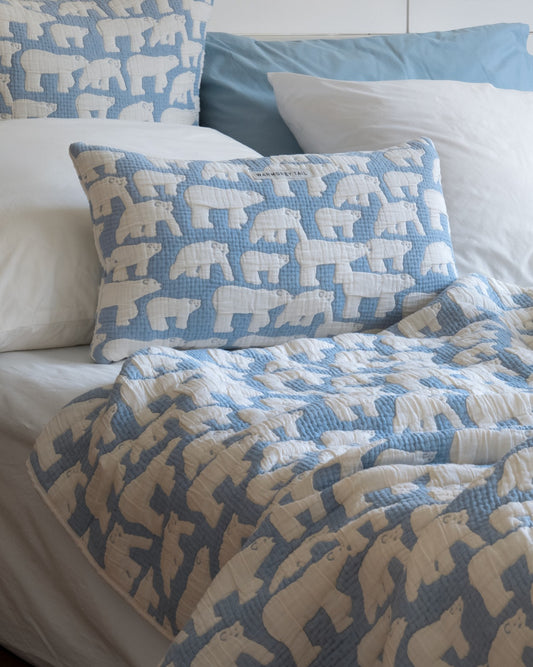 POLAR BEARS COTTON MODAL BLANKET - BLUE (2size)