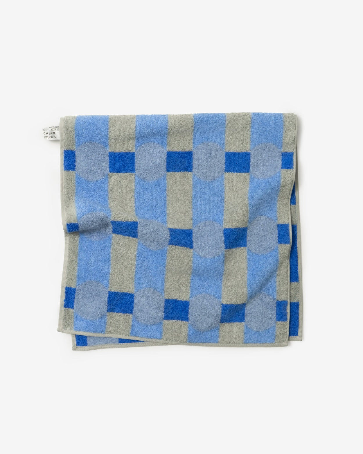 DOT CHECK FACE TOWEL - BLUE ON GREY