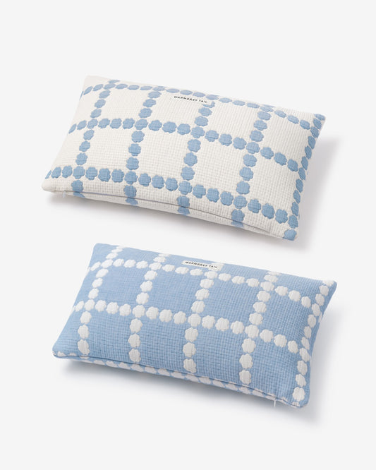 BLOSSOM CHECK COTTON MODAL CUSHION & PILLOW CASE - BLUE (2colors)