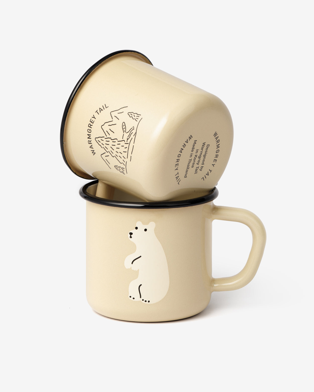 HUGGY BEAR BEIGE ENAMEL MUG CUP
