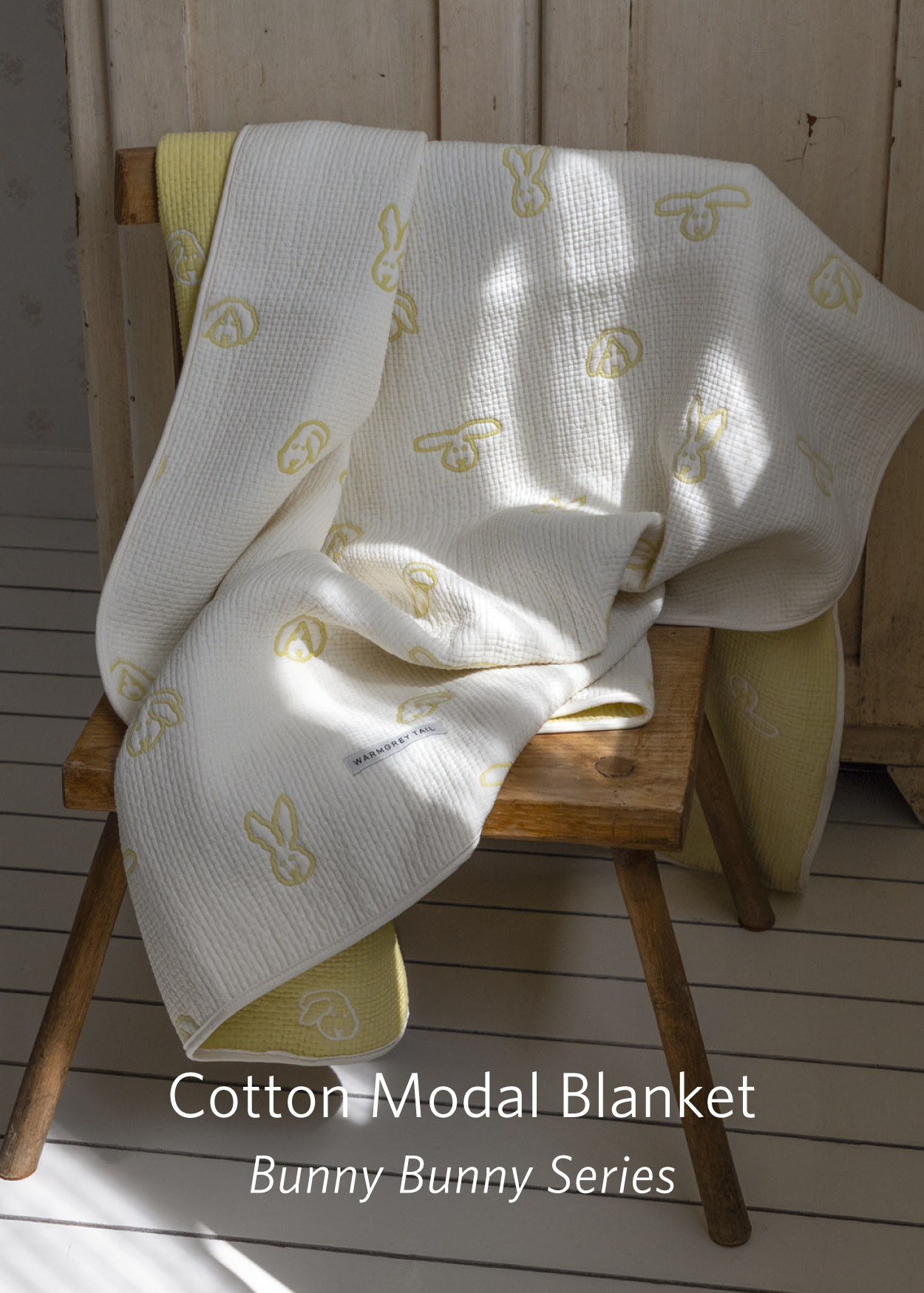 BUNNY BUNNY COTTON MODAL BLANKET - SOFT YELLOW
