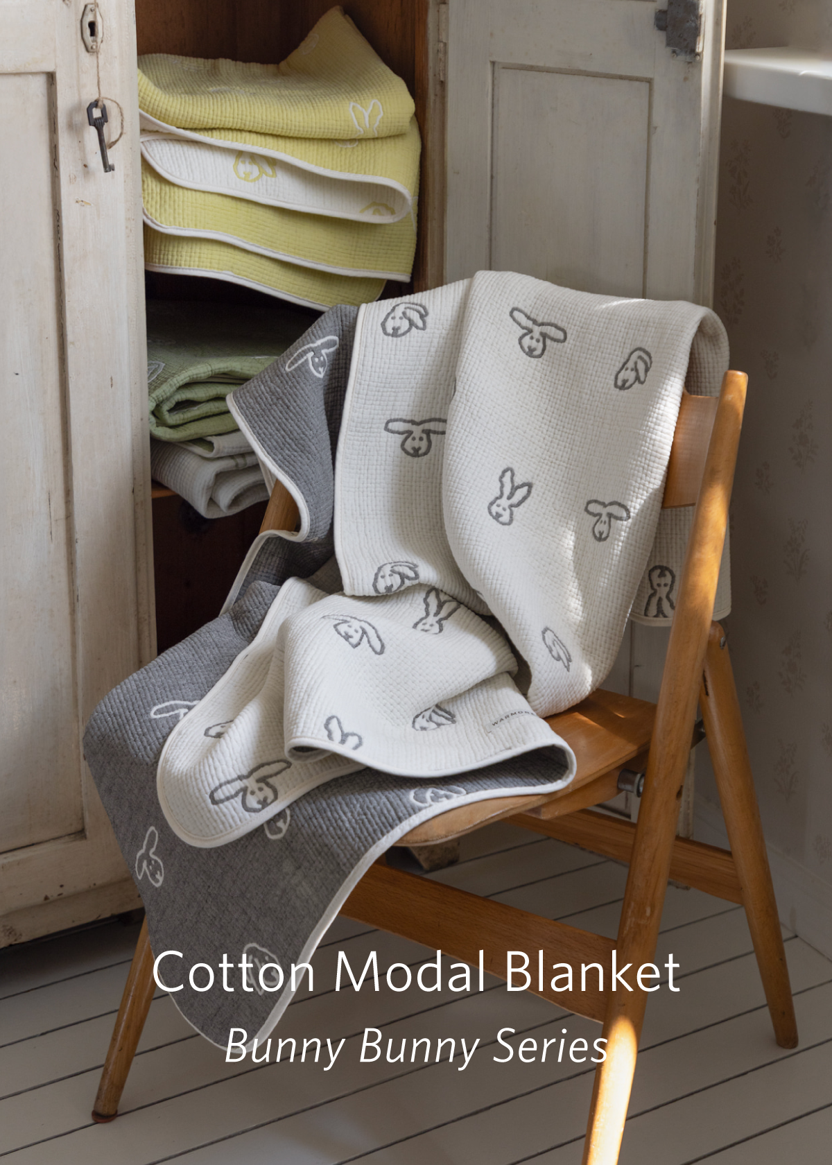 BUNNY BUNNY COTTON MODAL BLANKET - WARMGREY