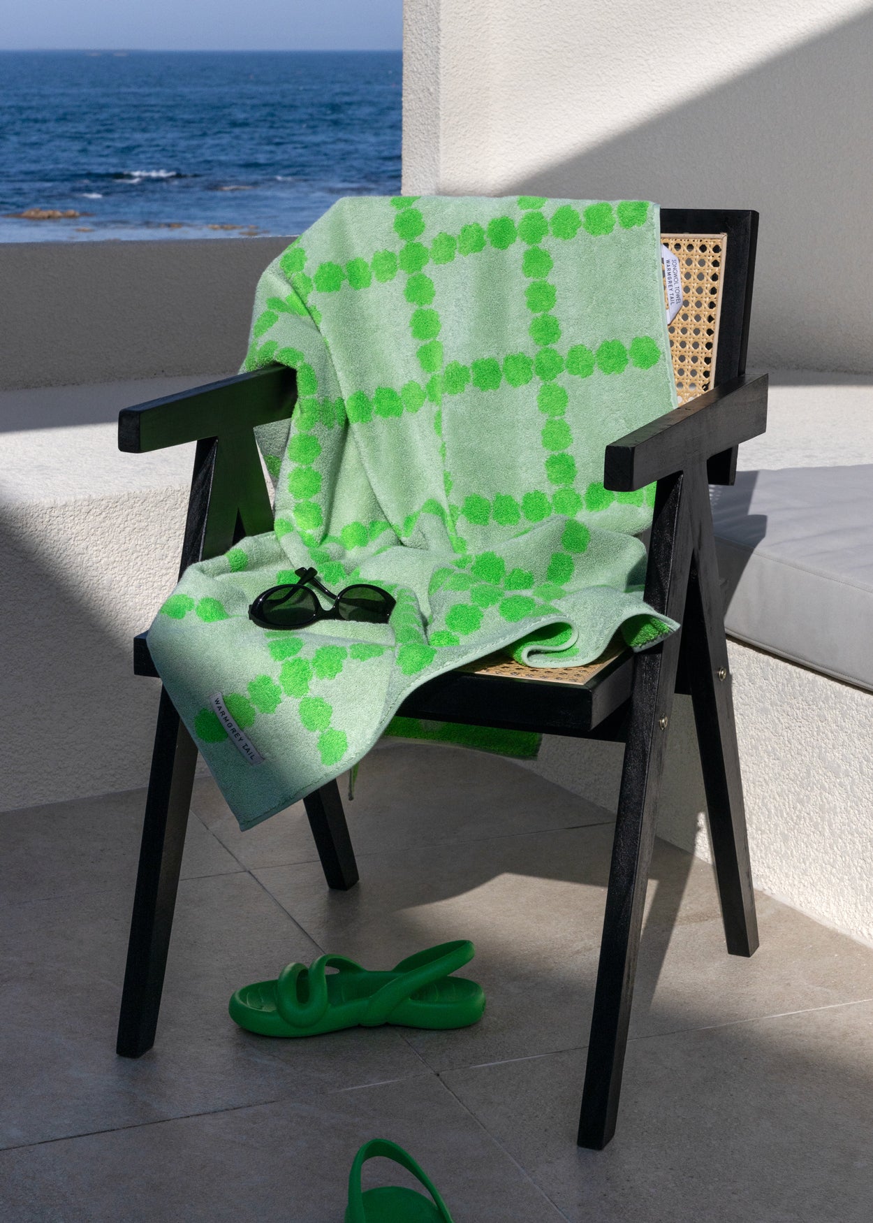 [BEACH & BATH] BLOSSOM CHECK BIG TOWEL - GREEN