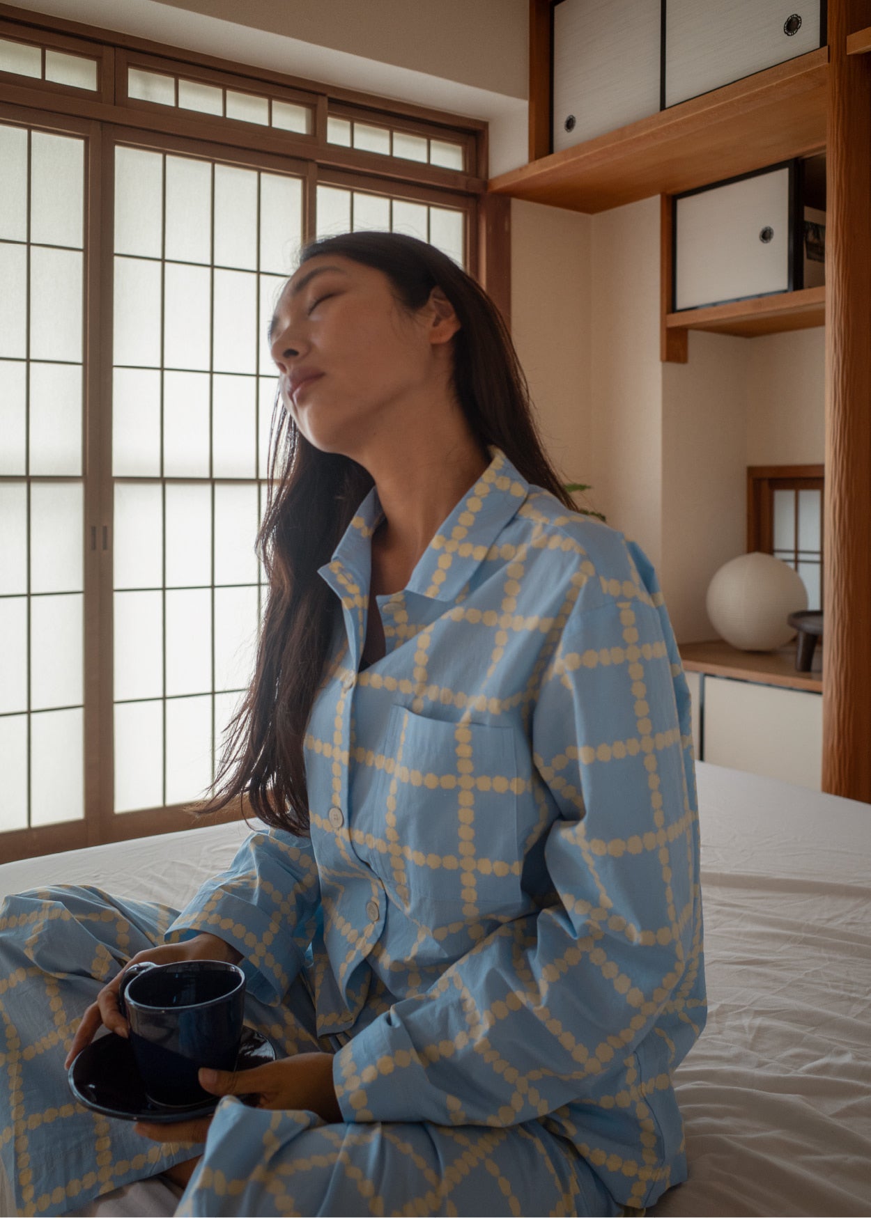 [PRE-ORDER UNTIL OCT 29] BLOSSOM CHECK PAJAMA SET - BLUE