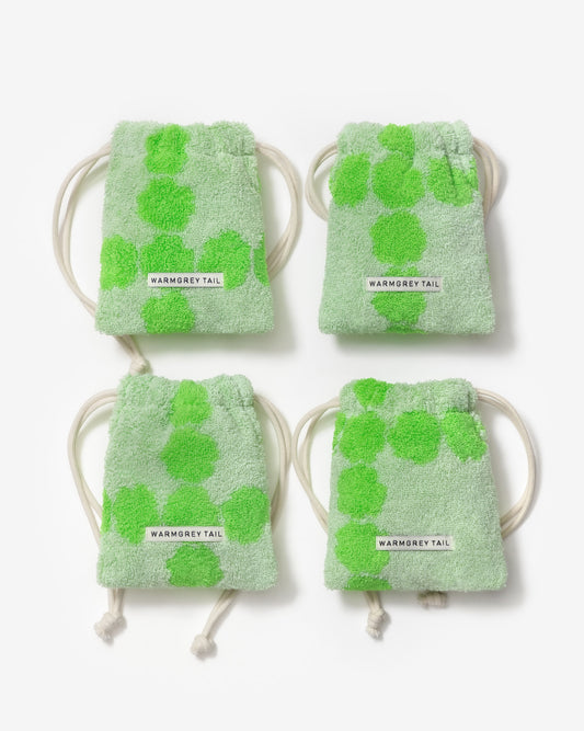 [WGT Only] BLOSSOM CHECK TERRY POUCH - GREEN