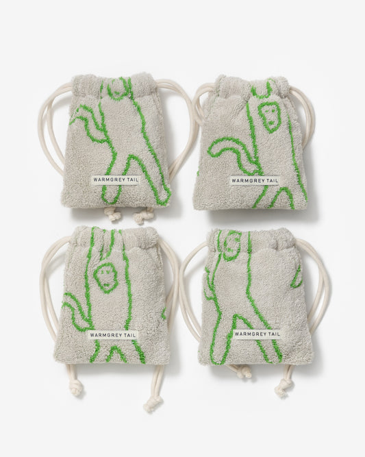 [WGT Only] MONKEY TERRY POUCH - GREEN ON GREY