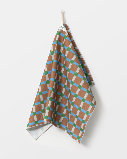 DOT CHECK KITCHEN CLOTH 2 - GREEN ON BRICK