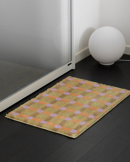 DOT CHECK RUG - TANGERINE ON SAND 65x45