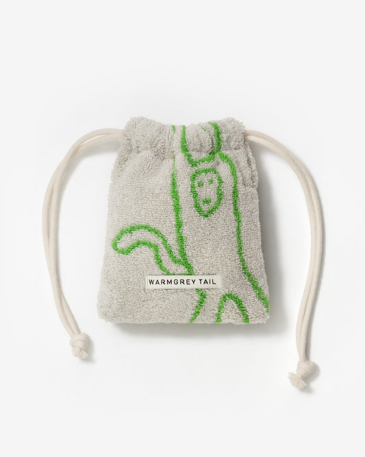 [WGT Only] MONKEY TERRY POUCH - GREEN ON GREY