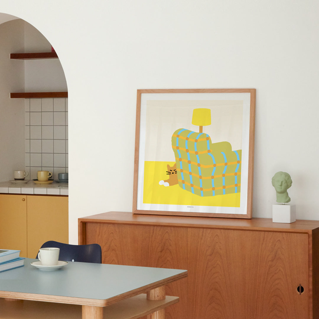 ARMCHAIR SLEEPING CAT POSTER