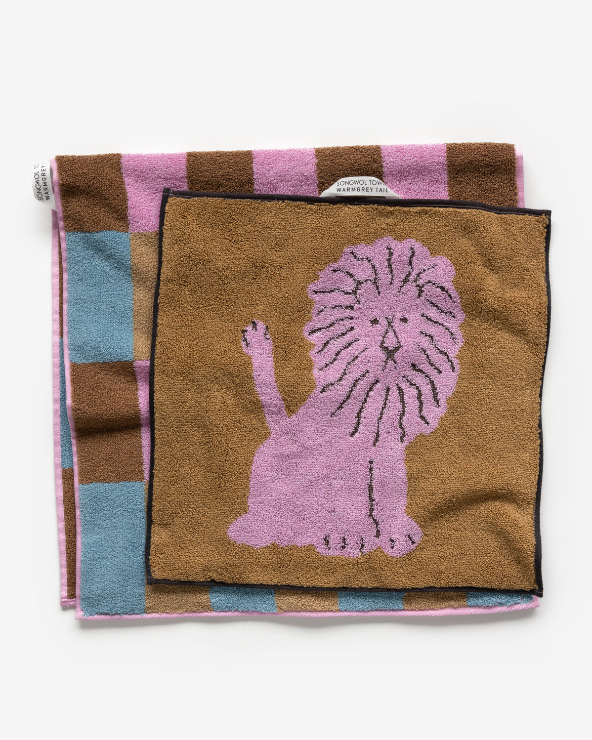 LION HAND TOWEL - CORAL