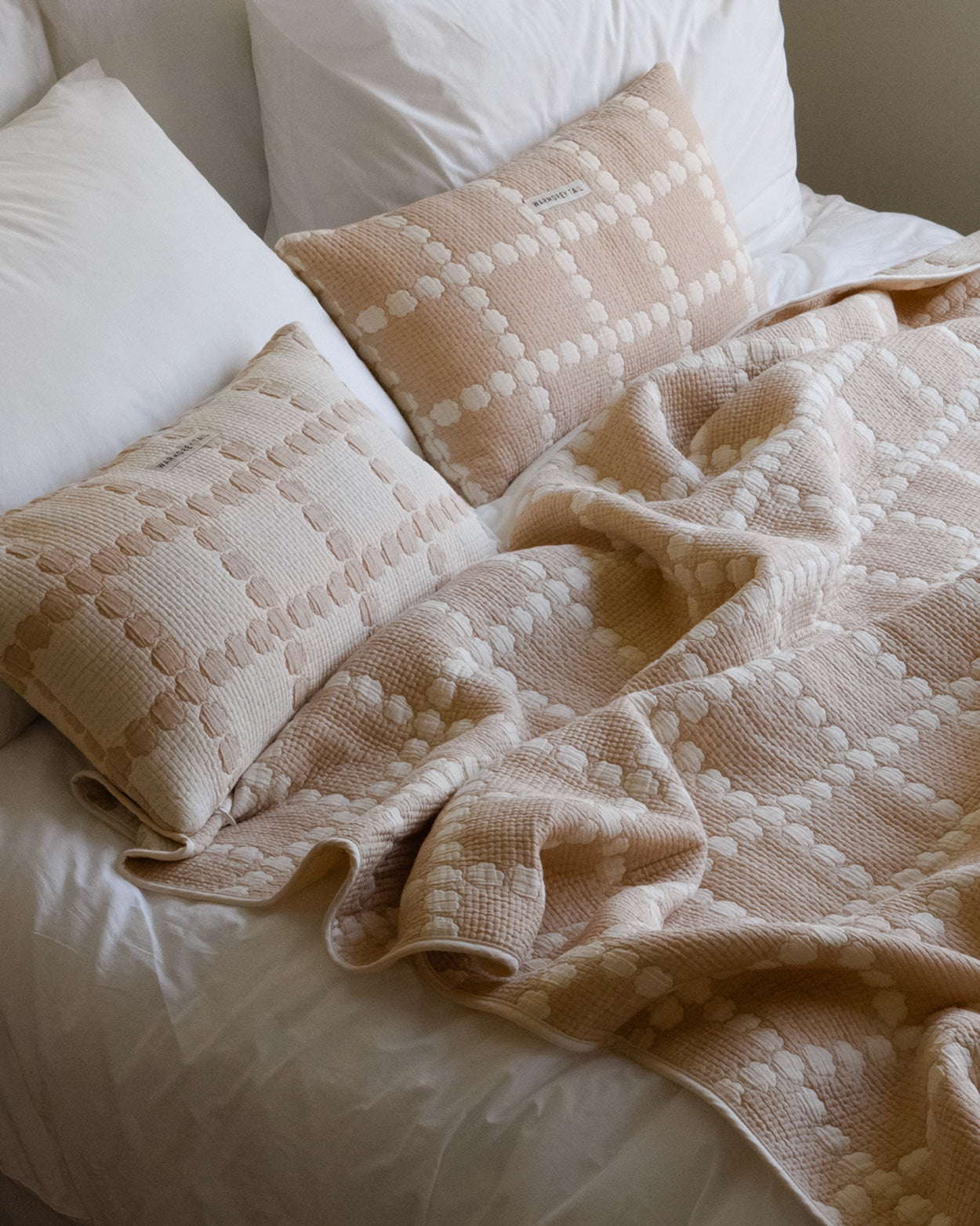 BLOSSOM CHECK COTTON MODAL BLANKET - BEIGE (2size)