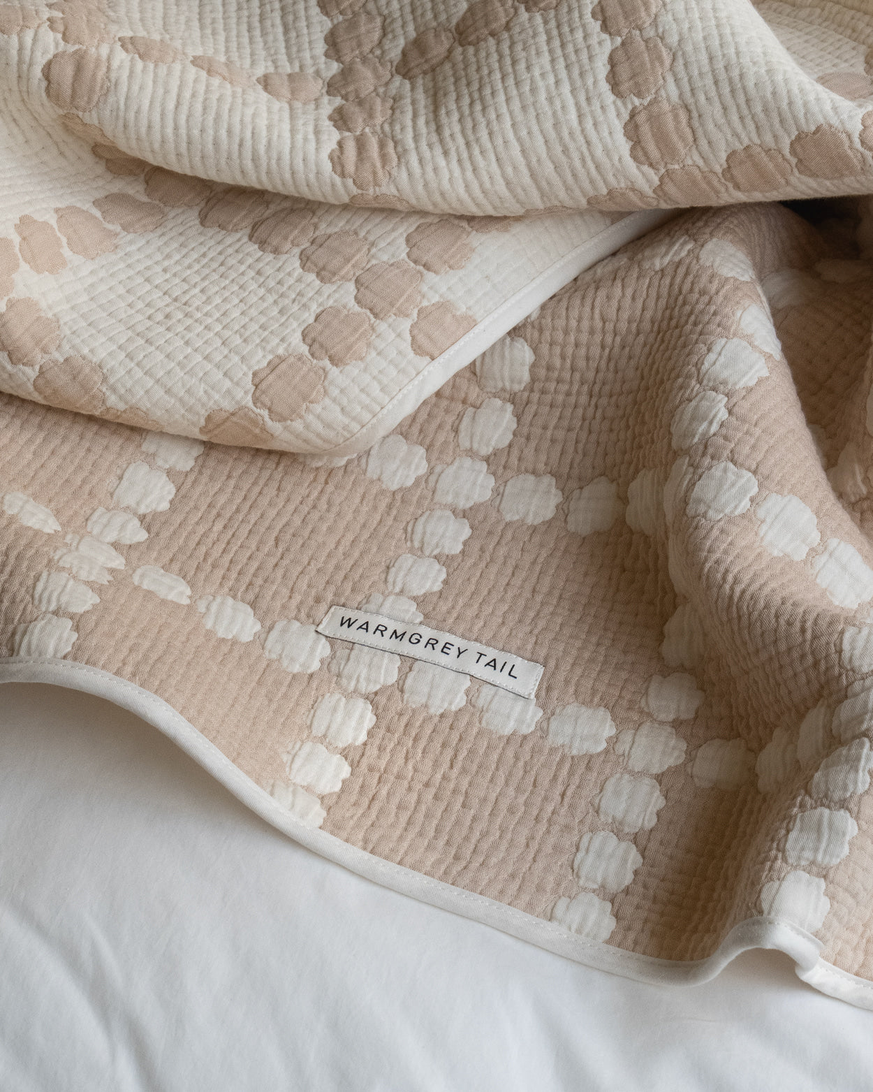 BLOSSOM CHECK COTTON MODAL BLANKET - BEIGE (2size)