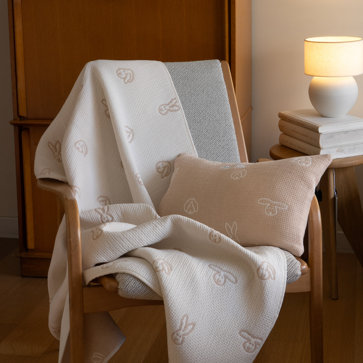 BUNNY BUNNY COTTON MODAL BLANKET - BEIGE