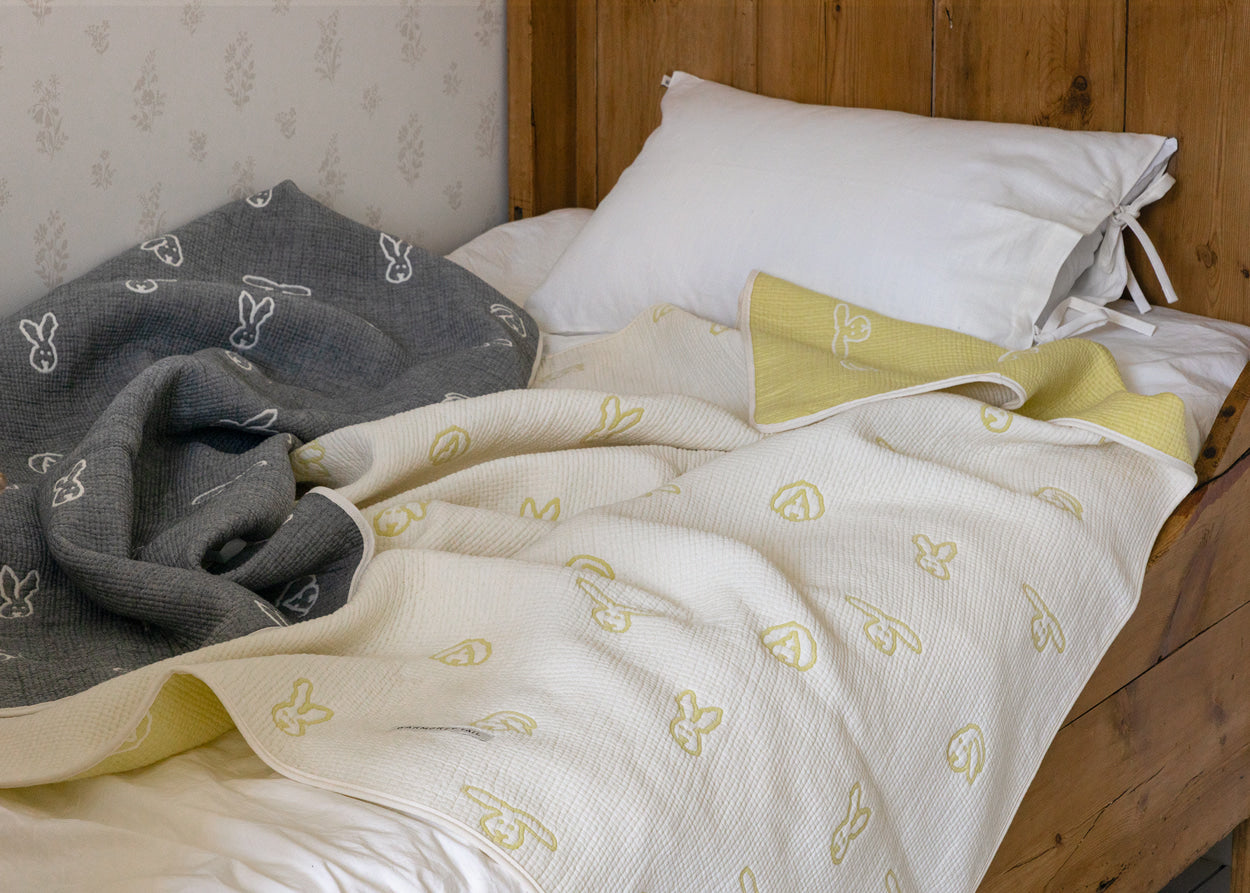 BUNNY BUNNY COTTON MODAL BLANKET - SOFT YELLOW