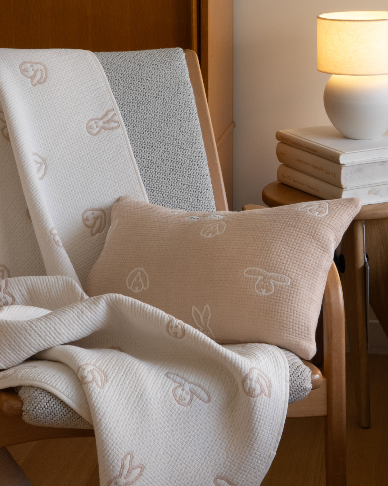 BUNNY BUNNY COTTON MODAL CUSHION & PILLOW CASE - BEIGE (2colors)