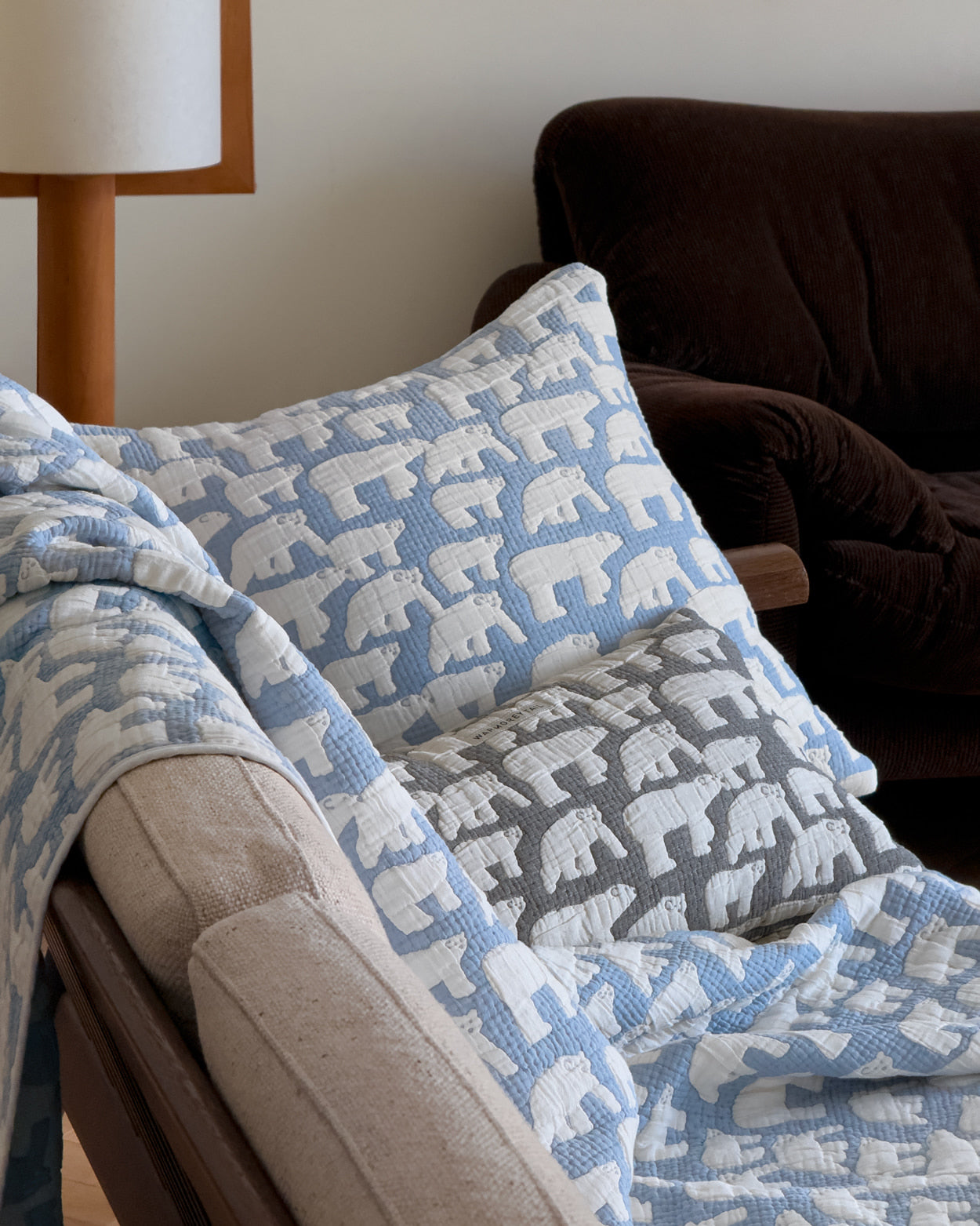 POLAR BEARS COTTON MODAL BLANKET - BLUE (2size)