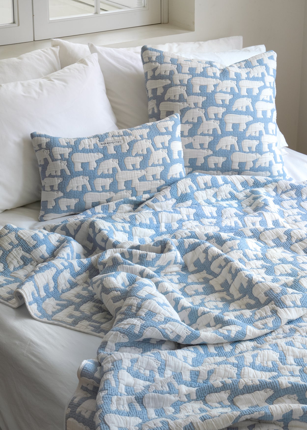 POLAR BEARS COTTON MODAL BLANKET - BLUE (2size)