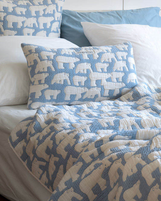 POLAR BEARS COTTON MODAL BLANKET - BLUE (2size)