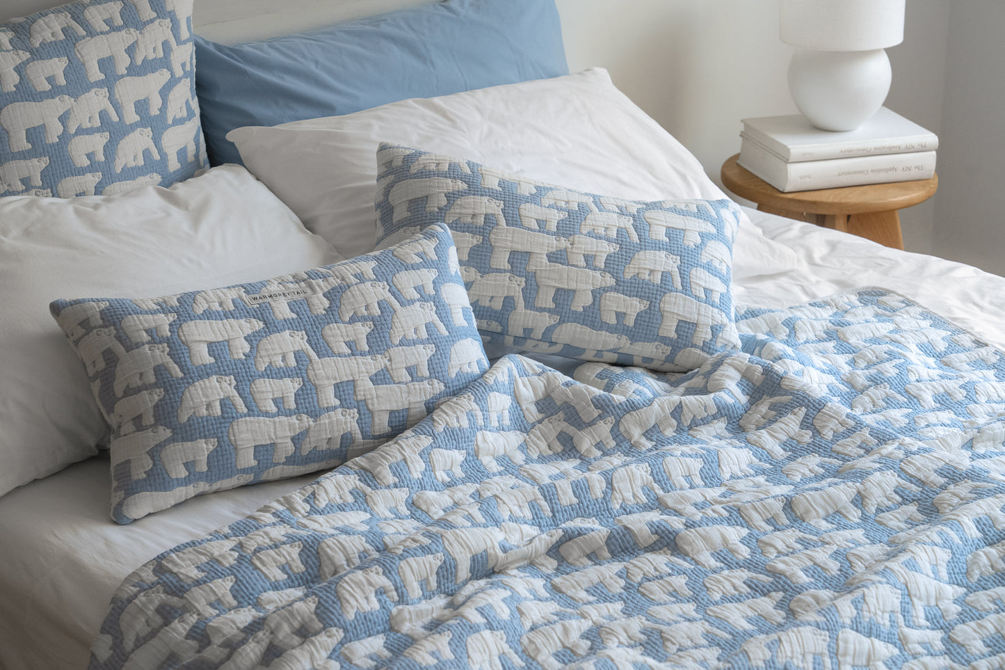 POLAR BEARS COTTON MODAL BLANKET - BLUE (2size)