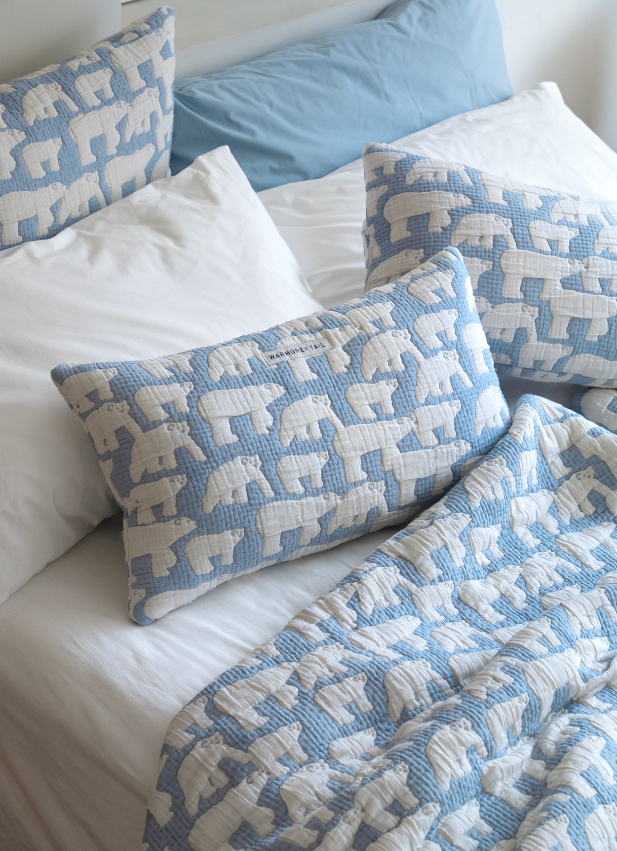 POLAR BEARS COTTON MODAL BLANKET - BLUE (2size)