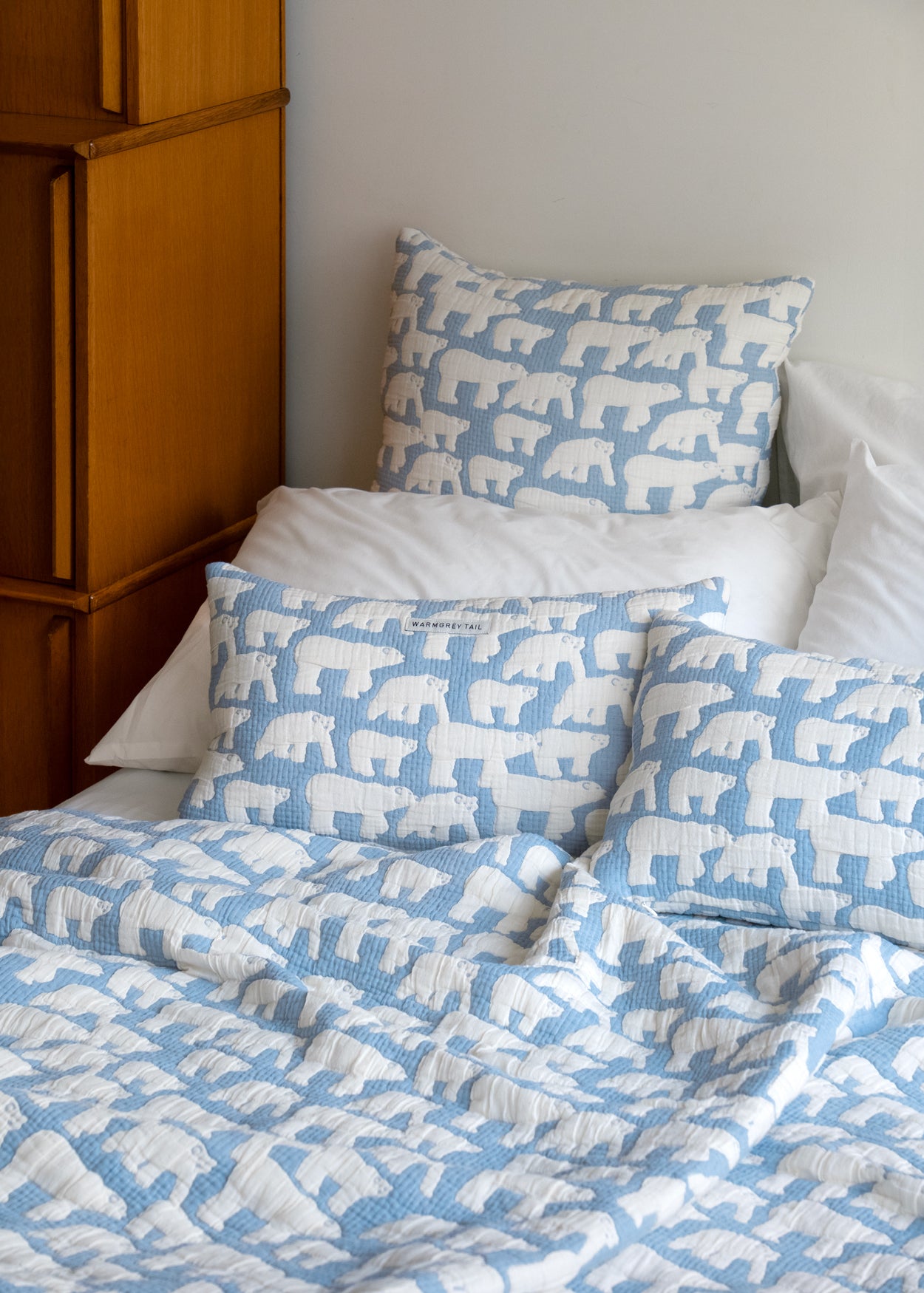 POLAR BEARS COTTON MODAL BLANKET - BLUE (2size)