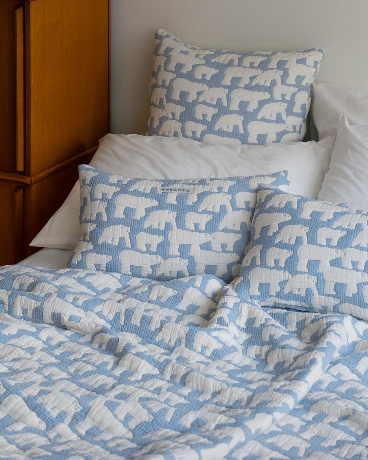 POLAR BEARS COTTON MODAL BLANKET - BLUE (2size)