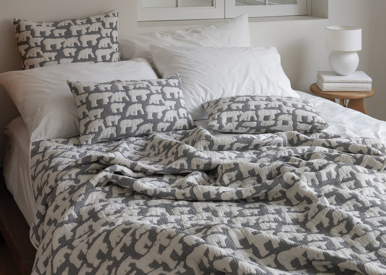 POLAR BEARS COTTON MODAL BLANKET - WARMGREY (2size)