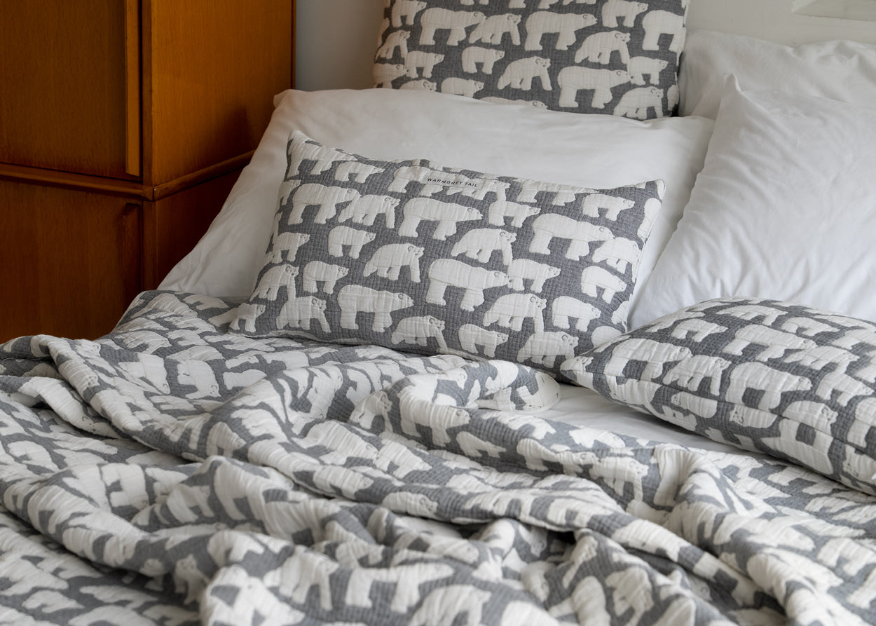 POLAR BEARS COTTON MODAL BLANKET - WARMGREY (2size)