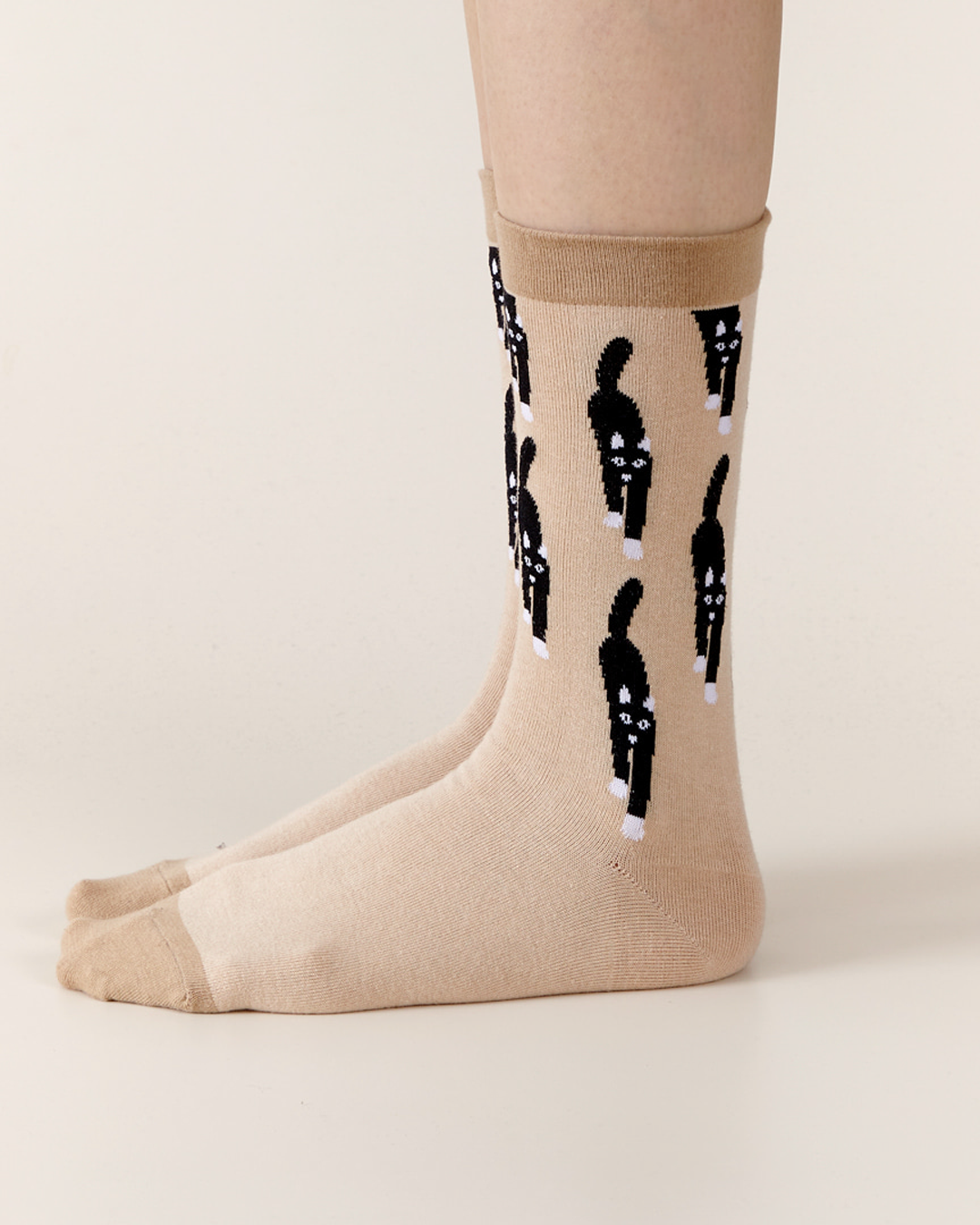 CAT COMING SOCKS - BEIGE