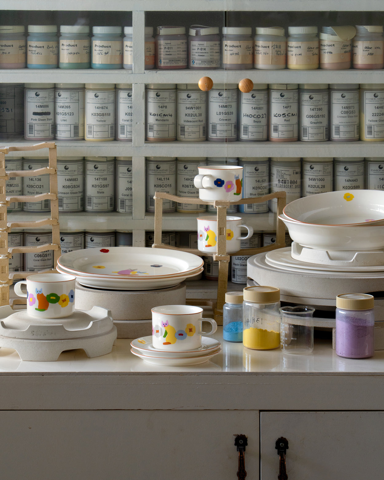 CATS & FLOWERS MUG & SAUCER 2P