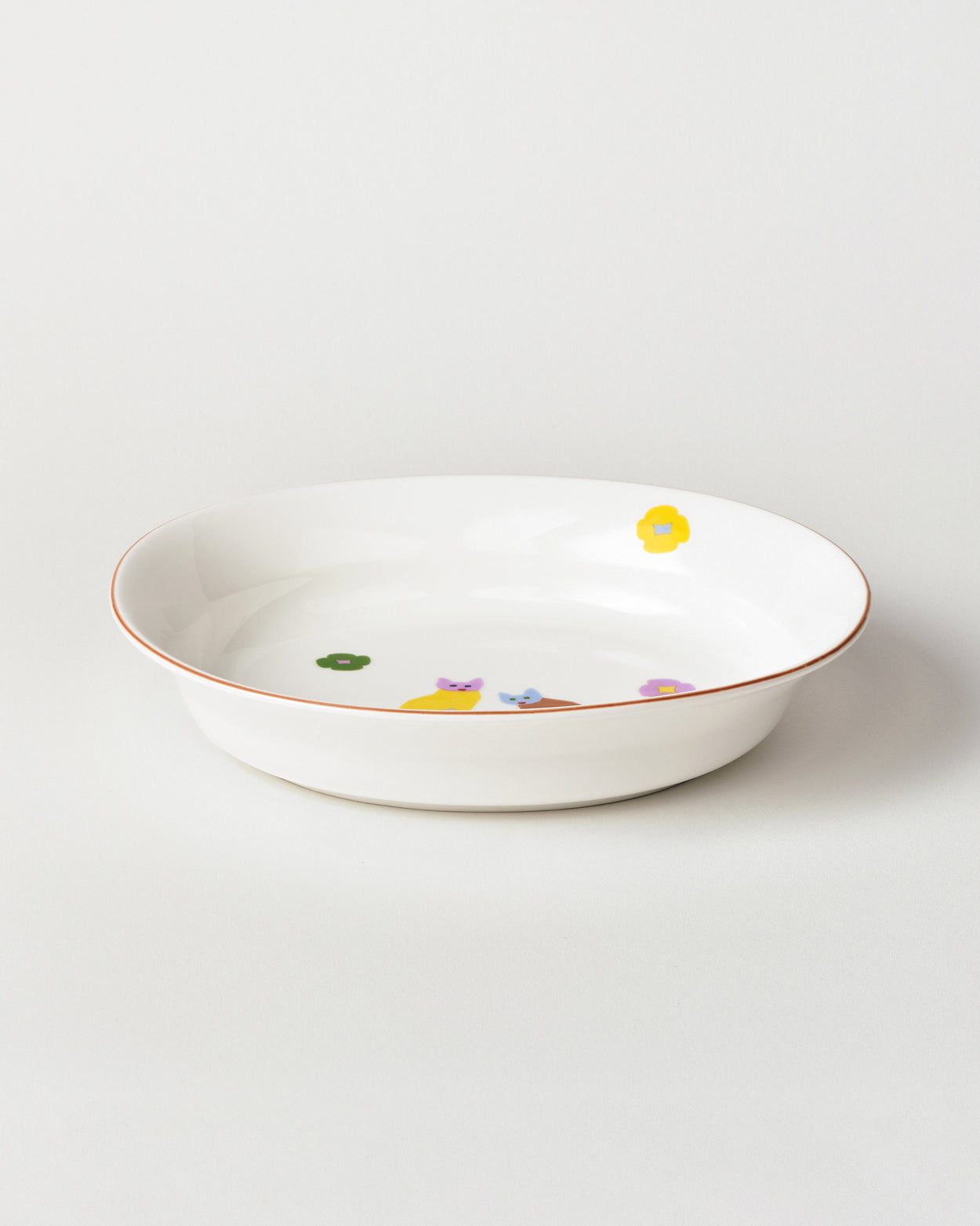 CATS & FLOEWRS OVAL BOWL
