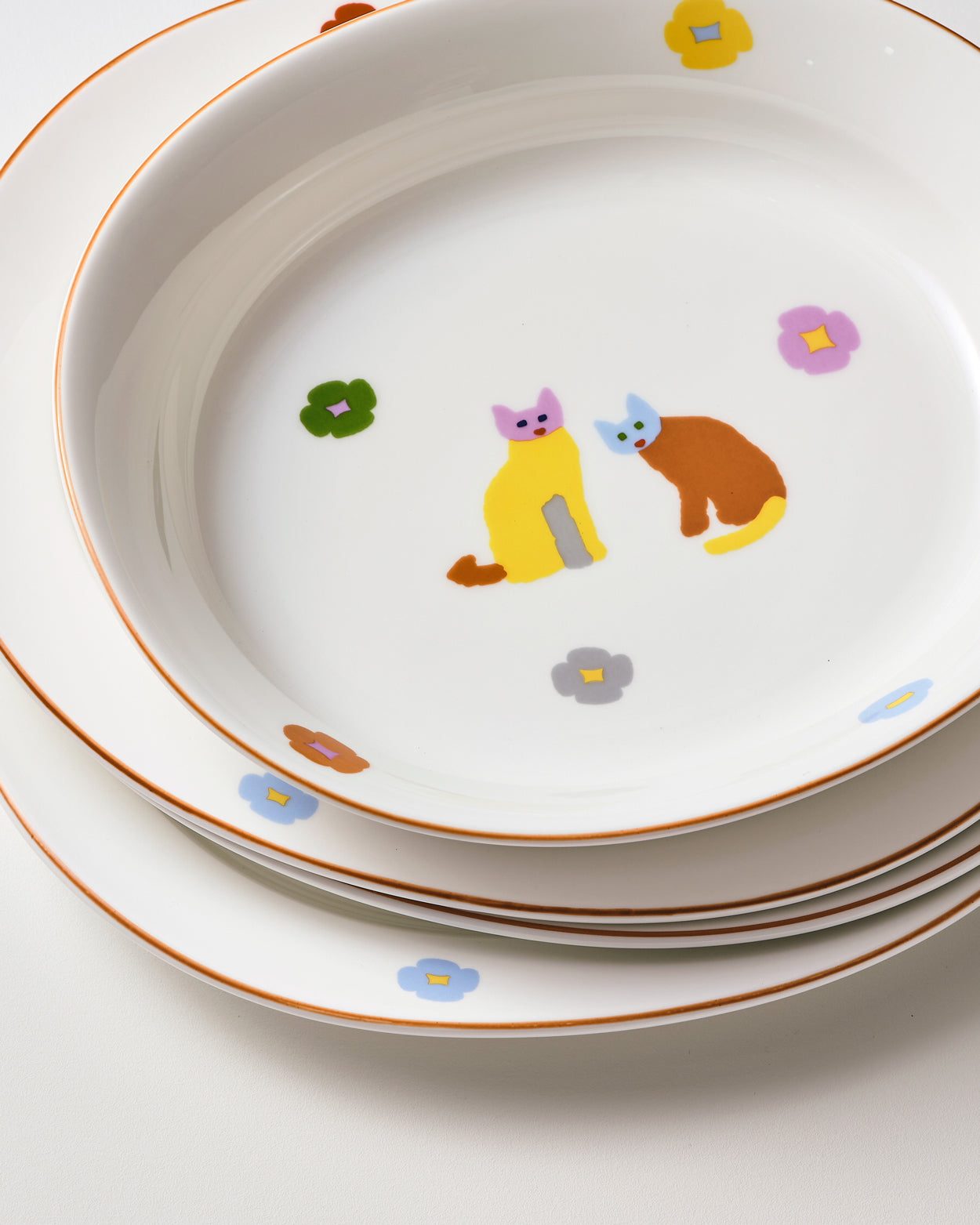 CATS & FLOEWRS OVAL BOWL